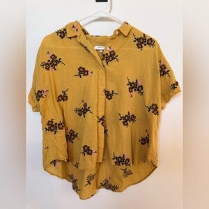 Madewell Floral Embroidered Mustard Top